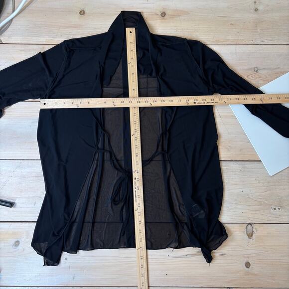 Dazy EUC Women's Black Sheer Tie Front Cardigan Overlay Sweater M - Picture 6 of 6